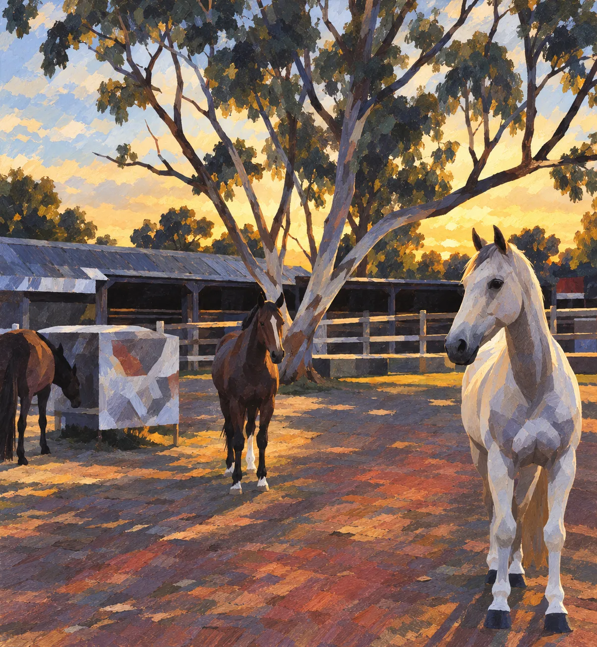Horses grazing at The Connected Stables