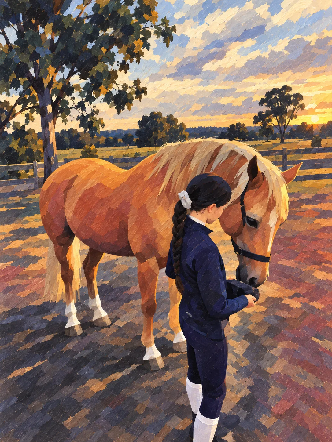 A horse and a person standing together